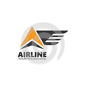 A Letter arrow  wing icon of airlines  Business Template Vector