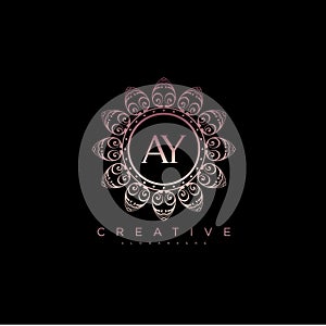 Letter AY Elegant initial logo Lotus vector