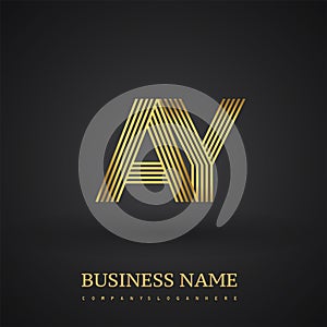 Letter AY linked logo design. Elegant golden colored symbol for your business or company identity