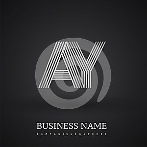 Letter AY linked logo design. Elegant silver colored symbol for your business or company identity