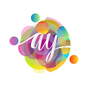 Letter AY logo with colorful splash background, letter combination logo design for creative industry, web, business and company