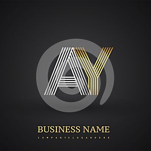 Letter AY logo design. Elegant gold and silver colored, symbol for your business name or company identity