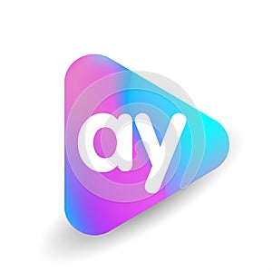 Letter AY logo in triangle shape and colorful background, letter combination logo design for business and company identity