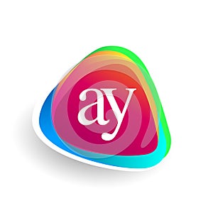 Letter AY logo in triangle shape and colorful background, letter combination logo design for company identity