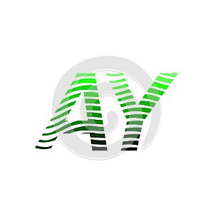 Letter AY logotype with colorful circle, with striped composition letter, business card for company identity, creative industry,