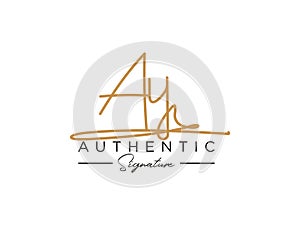 Letter AY Signature Logo Template Vector