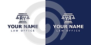 Letter AY and YA Legal Logo, suitable for any business related to lawyer, legal, or justice with AY or YA initials