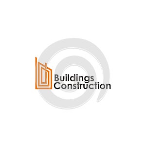 Letter b abstract building construction line art logo vector