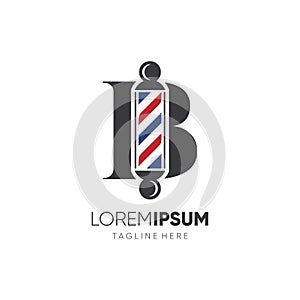Letter B Barber Pole Logo Design Vector Icon Graphic