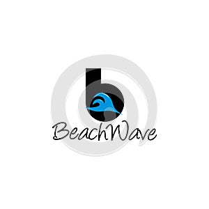 Letter b beach waves design logo vector