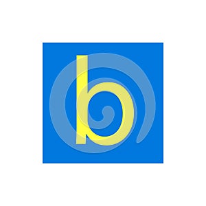 Letter b in blue color box