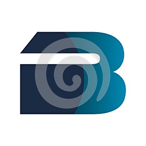 Letter b blue solid color shape logo design