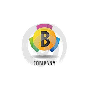 Letter B Cheerful Logo Concept, Colorful Alphabetical Logo Design Template
