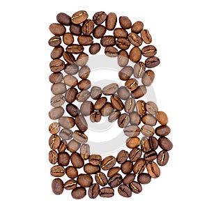 Letter B from coffee alphabet isolated on white