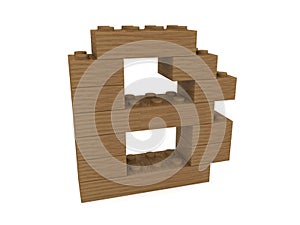 Letter B concept built from toy wood bricks
