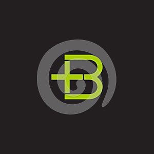 letter b green plus medical logo vector