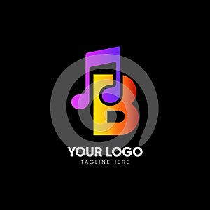 Letter B Initial Music Logo Design Vector Icon Graphic Emblem Illustration