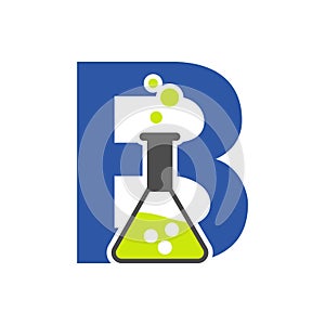 Letter B Lab Logo Concept for Science, Healthcare, Medical, Laboratory, Chemical and Nature Symbol