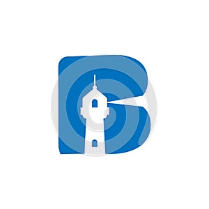Letter B Lighthouse logo vector image