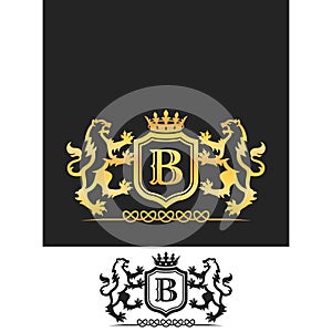 Letter B Lion Logo Luxury Heraldic emblem