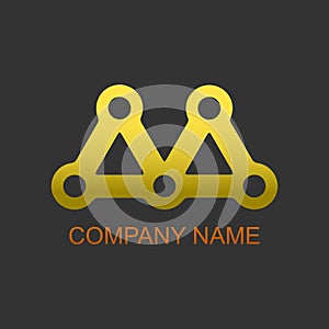 Letter B logo. Elegant premium classic golden logo in the black background