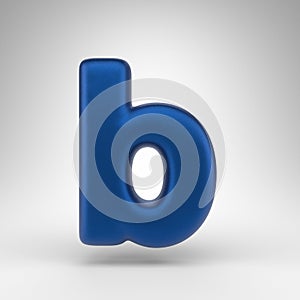 Letter B lowercase on white background. Anodized blue 3D letter with matte texture