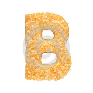 Letter B made from cookie isolated on white background