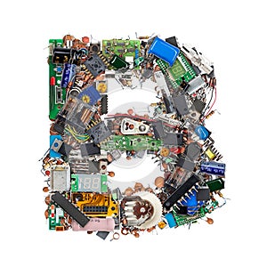 Letter B made of electronic components