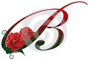 Letter B red floral illustration