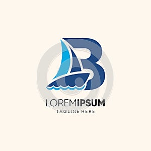 Letter B Sailor Boat Logo Design Vector Icon Graphic Emblem Illustration