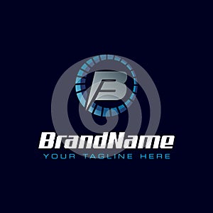 Letter B spedometer logo. Tachometer speed logo