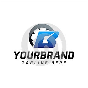 Letter B speedometer logo. Tachometer speed logo