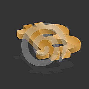 Letter B, a symbol of Bitcoin, the digital currency symbol 3D illustration, vector