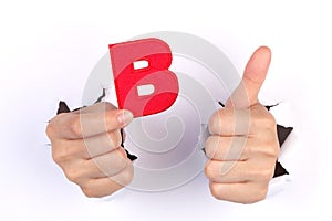 Letter B with thumb up sign