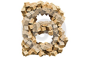 Letter B from wooden boxes. 3D rendering