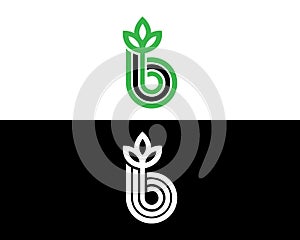 Letter BBB with leaf simple logo icon design photo