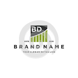 Letter BD chart financial logo design vector