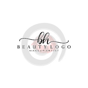 Letter BH Watercolor Lips Premade Logo Design, Logo for Makeup Artist Business Branding, Blush Beauty Boutique Logo Design,