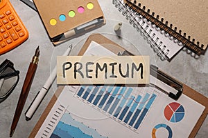 Letter block in word premium on wood background