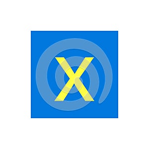 Letter X in blue color box