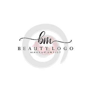 Letter BM Watercolor Lips Premade Logo Design, Logo for Makeup Artist Business Branding, Blush Beauty Boutique Logo Design,