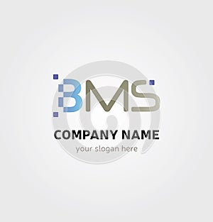 Letter BMS Icon for Business Card Logo, Mock up in Several Colors