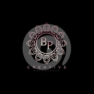 Letter BP Elegant initial logo Lotus vector