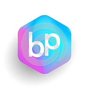 Letter BP logo in hexagon shape and colorful background, letter combination logo design for business and company identity