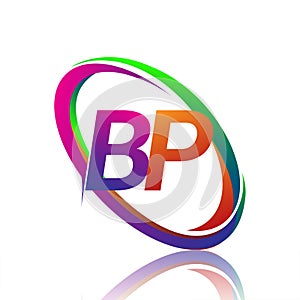 letter BP logotype design for company name colorful swoosh. vector logo for business and company identity
