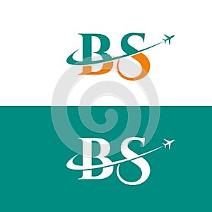 Letter BS Air Travel Logo Design Template