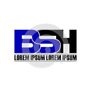 Letter BSH simple monogram logo icon design.