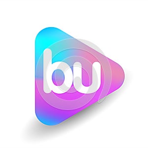 Letter BU logo in triangle shape and colorful background, letter combination logo design for business and company identity