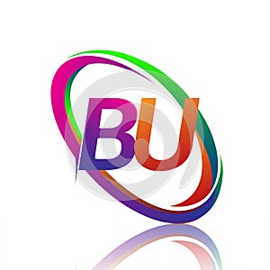 letter BU logotype design for company name colorful swoosh. vector logo for business and company identity