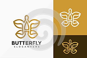 Letter A Butterfly and Leaf Logo Vector Design. Abstract emblem, designs concept, logos, logotype element for template